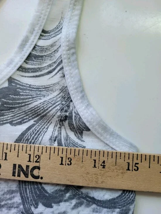 Y2K Girly Grunge Gray Rose Graphic Tank Top Sleeveless Racerback Boho Ruched - Picture 4 of 16